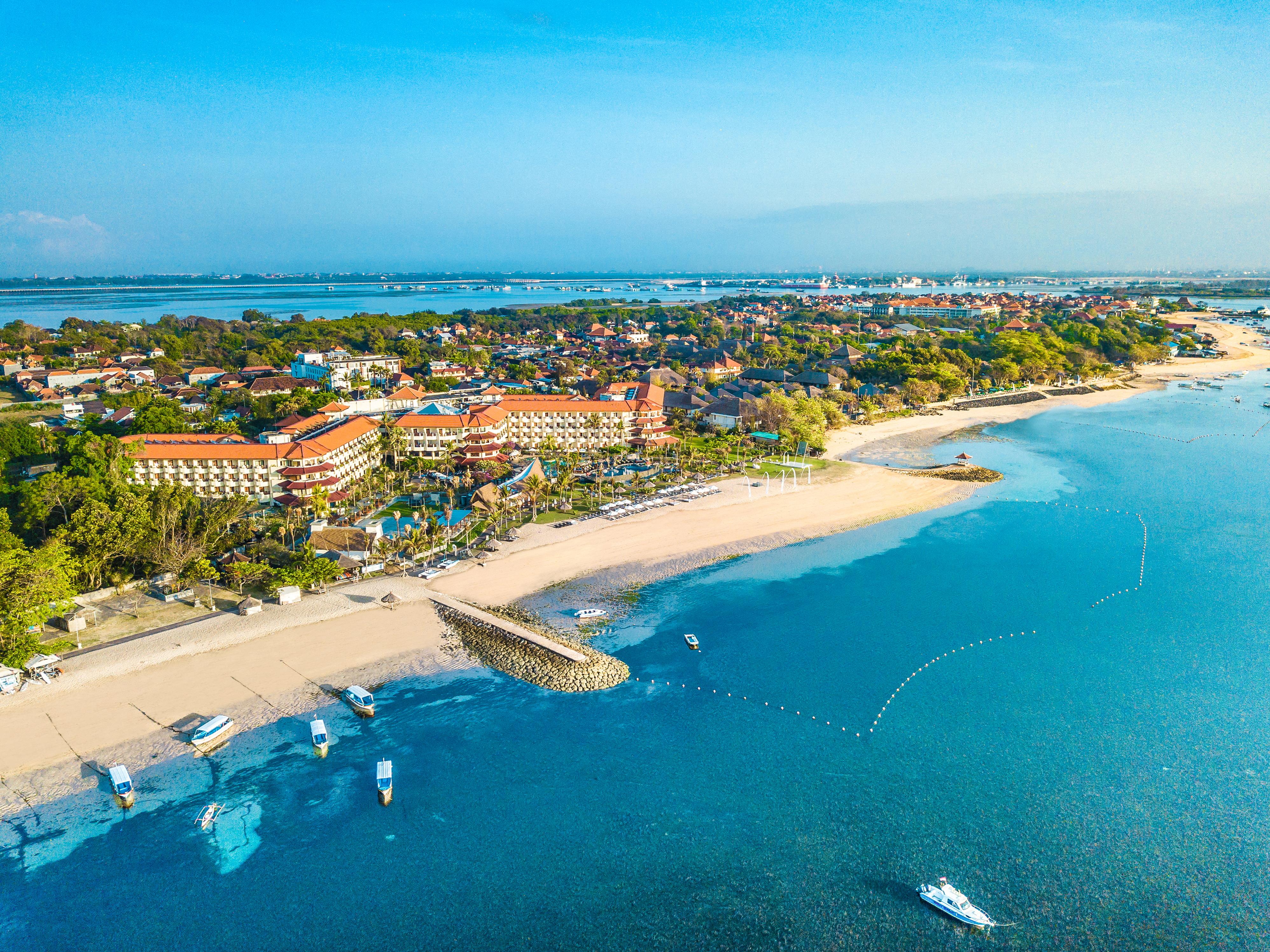 Grand Mirage Resort & Thalasso Bali นูซาดูอา ภายนอก รูปภาพ Aerial view of Nusa Dua