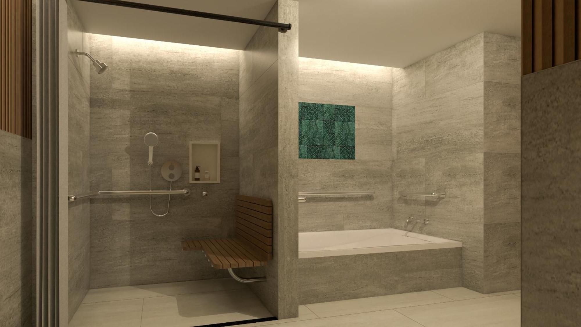 Grand Mirage Resort & Thalasso Bali นูซาดูอา ภายนอก รูปภาพ A shower with a bathtub